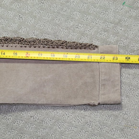 VINTAGE 90s Static Size Large Light Tan Leather and Crocheted Jacket - Picture 6 of 7